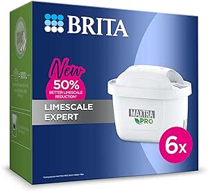 BRITA MAXTRA PRO Limescale Expert Water Filter Cartridge 6 Pack - Original BRITA refill for ultimate appliance protection, reducing impurities, chlorine and metals