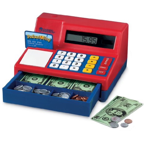 Learning Resources Pretend and Play Calculator Cash Register Regular Standard Packaging RedBlue