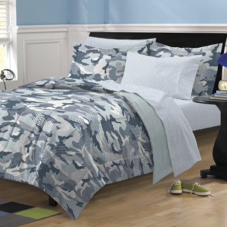 My Room Geo Camo Camouflage Comforter Set, Blue, Full