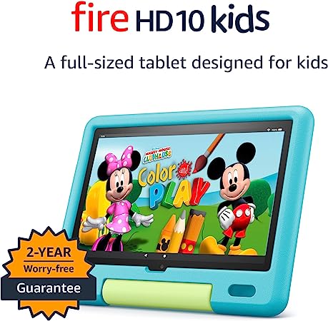 Amazon Fire HD 10 Kids tablet, 10.1", 1080p Full HD, ages 3–7, 32 GB, Aquamarine