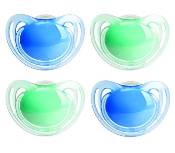 NUK Air Shield Advanced Orthodontic Pacifier, 6-18 Months, 4-Pack (Blue & Green)