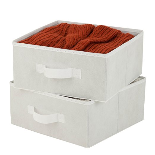 Honey-Can-Do 2-Pack Non-Woven Storage Drawers with Handles, Cool White