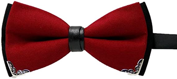 Hello Tie Men's Pre-tied Cotton Luxury Stain Bow Ties with Silver Edge-multicolor