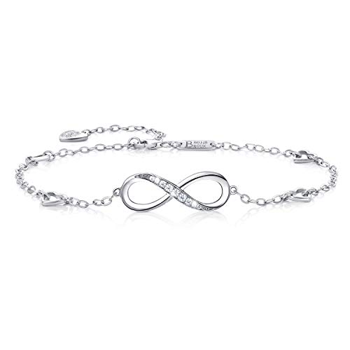 Billie Bijoux Womens 925 sterling Silver Infinity Endless Love Symbol Charm Adjustable Anklet Bracelet Christmas‘ Day Gift