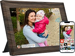 𝟯𝟮𝗚𝗕 FRAMEO Digital Photo Frame, 10.1-Inch WiFi Digital Picture Frame with 1280x800 FHD IPS Touch Screen, USB/SD Card, Motion Sensor, Auto-Rotate, Easy Share Photos/Videos via Frameo from Anywhere