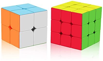 Roxenda Speed Cube Set, Stickerless Magic Cube Set of 2x2x2 3x3x3 Cube Frosted Puzzle Cube