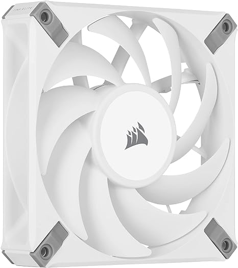 Corsair AF120 ELITE, High-Performance 120mm PWM Fluid Dynamic Bearing Fan with AirGuide Technology (Low-Noise, Zero RPM Mode Support) Single Pack - White