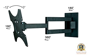 Allcam L293SS Universal Swivel Arm TV Wall Bracket for 19 - 32 inch LCD/LED TV w/ Free 360° Pan Tilt 12° Max VESA 200x200mm Holds up to 20KG Weight