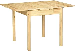 HOMCOM Mesa de Comedor Plegable Mesa de Madera Extensible Mesa de Cocina de Alas Abatibles para 2-4 Personas Carga 50 kg 120x80x75 cm Natural