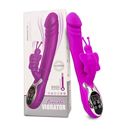 ELEBOR Butterfly Vibrators,Rechargeable Intelligent Temperature Control 12 Frequency G-spot Stimulate Double Vibrating Waterproof Vagina and Clitoris Stimulation Massager