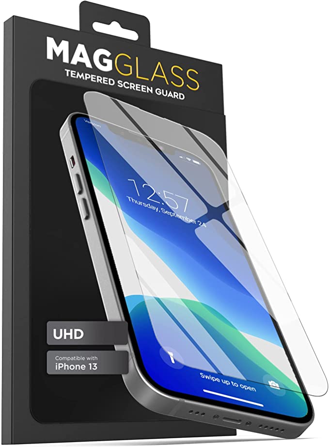 Magglass Compatible with iPhone 13 Tempered Glass Screen Protector, Anti Bubble UHD Full Coverage Display Guard (Case Compatible)