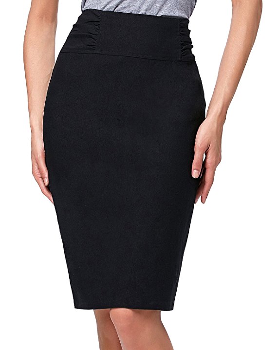 Kate Kasin Women's Stretchy Cotton Pencil Skirt Slim Fit Business Skirt