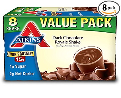 Atkins Ready To Drink Shake, Dark Chocolate Royale, 11-Ounce Aseptic Containers (Pack of  8)