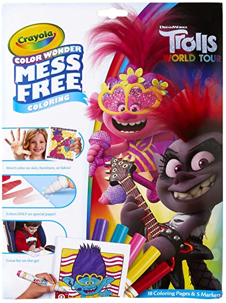 Crayola Wonder Trolls 2 Pages, Mess Free Coloring, Gift for Kids, Age 3, 4, 5, 6