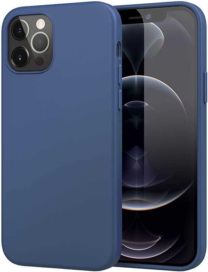 MoKo Compatible with iPhone 12 Pro Max 6.7 Inch 2020 Case, Shockproof Slim Fit Liquid Silicone Gel Rubber Protective Case Soft Touch Back Cover Fit with iPhone 12 Pro Max 6.7" - Navy Blue