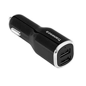 Tranesca Compatible 4.8A/24W 2 USB Port Car Charger for iPhone X 8 7 6S 6 Plus, 5 SE 5S 5 5C, Samsung Galaxy S9 S8 S7 S6 Edge, Note 8 4, LG G6 G5 V10 V20, HTC,Nexus, iPad Pro and More-Black