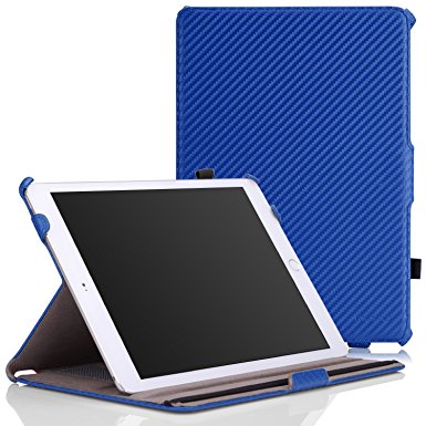 MoKo iPad Air 2 Case - Slim-Fit Multi-angle Folio Cover Case for Apple iPad Air 2 9.7 Inch 2014 Released Tablet, Carbon Fiber BLUE (with Auto Wake / Sleep, Not Fit iPad Air 2013 Released Tablet)