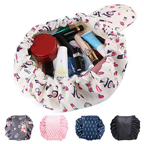 Lazy Cosmetic Bag, Quick Pack Drawstring Makeup Bag Portable Travel Make Up Bag Pouch Storage Organiser For Women Girls, Large Capacity