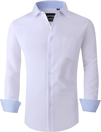 Alex Vando Mens Dress Shirts Regular Fit Long Sleeve Stretch Business Dress Shirts for Men