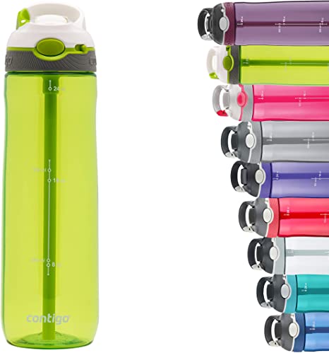 Contigo Ashland Autospout Water Bottle with Flip Straw, Large BPA Free Drinking Bottle, Sports Flask, Leakproof Gym Bottle, Ideal for Sports, Bike, Running, Hiking, Citron, 720 ml