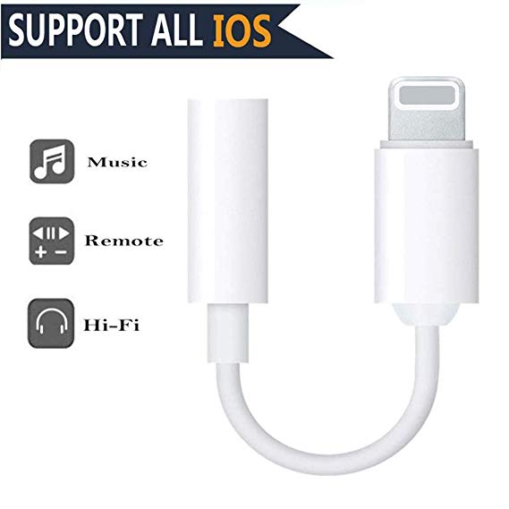 Headphone Adapter for iPhone 8 Adapter Compatible for iPhone X/XS/XR/XS MAX for iPhone 8/8P/7/7P 3.5mm Dongle Jack Earphone AUX Audio Splitter Accessories Connector Cable Support to iOS 12 System