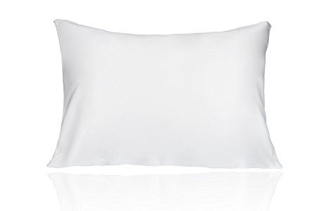 LULUSILK 19 Momme Both Sides 100 Pure Mulberry Silk Pillowcase/Natural Silk Pillow Cover for Hair and Skin Anti Wrinkle Zipper Closure Queen Size White 1pc