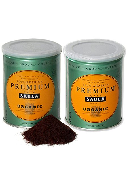 Premium Organic Ground Coffee - 100% Arabica Spanish Espresso Blend from Award Winning Café Saula 500g (2x 250g)