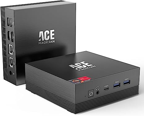 ACEMAGICIAN Mini PC【Dual LAN】AMD Ryzen 5 5500U, 16GB DDR4 500GB NVMe PCIe3.0 SSD Win 11 Pro【4K@60Hz Triple Display】Mini Desktop Computers,Gaming PC 6C/12T, up to 4.0GHz,USB-C/BT4.0/Wi-Fi6/Dual Channel