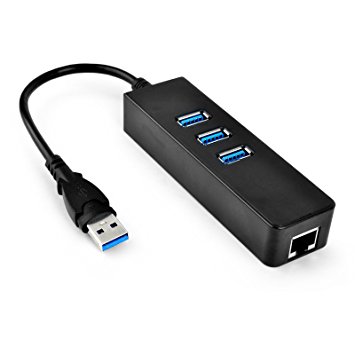 XF TIMES USB Ethernet Adapter 3 Ports USB 3.0 Hub with RJ45 10/100/1000 Gigabit Ethernet Converter LAN Wired Network Adapter - Black