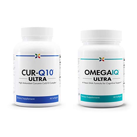 Stop Aging Now - Ultimate Heart and Brain Promo Pack (CUR-Q10 Soft Gels and OmegaIQ Ultra)