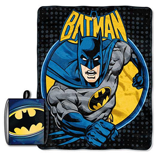 Licensed Character Drawstring Tote and Micro Raschel Throw Blanket Set - Soft, Plush and Comfortable (Batman - Dark Knight)