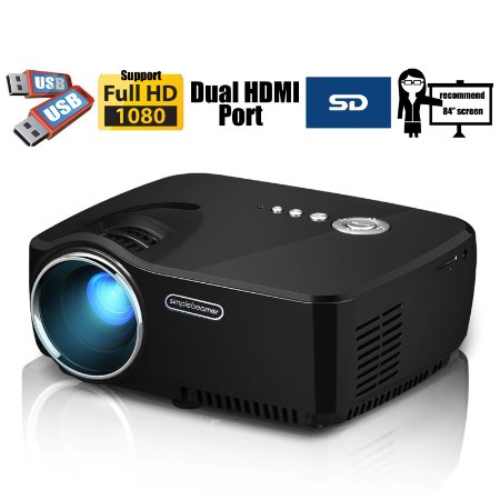 Projector, 2016 Updated Full Color Max 130'' Screen Mini Portable LED LCD Entertainment Home Movie Gaming TV Theater HD Multimedia Pico Projector Support 1080P with Keystone/IR/HDMI/VGA/AV/USB/SD