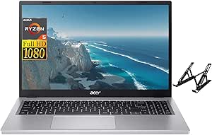 acer 2024 Newest Aspire 3 Business Laptop, 14" FHD Display, AMD Ryzen 5 7520U (4 cores), 16GB DDR5 RAM, 512GB SSD, AMD Radeon Graphics, Wi-Fi, Bluetooth, Windows 11 Home, with Laptop Stand