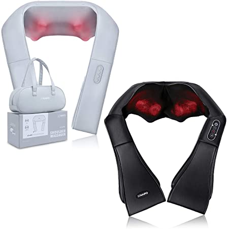 Naipo Shiatsu Back and Neck Massager with Heat, oCuddle™ Neck and Back Massager with Adjustable Strap and Heat, Deep Kneading Massage for Neck, Back, Shoulder, Foot and Legs, Use at Home, Car, Office