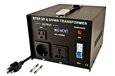 Regvolt AC-1000 Step Up & Down Voltage Converter Transformer, 1000 Watts - Heavy Duty Continuous Use Voltage Converter 110 Volt and 220 Volts with Circuit Breaker Protection, CE Certified