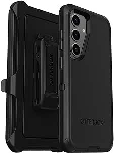 OtterBox Samsung Galaxy S24 Defender Series Case - Single Unit Ships in Polybag, Ideal for Business Customers - BLACK, Rugged & Durable, with Port Protection, includes Holster Clip Kickstand