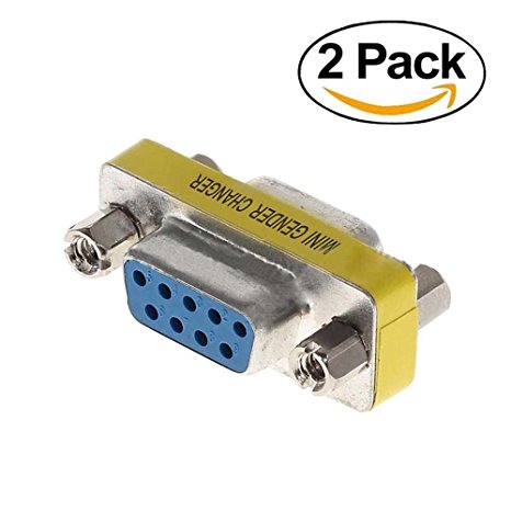 WOVTE DB9 Female to Female Mini Gender Changer Coupler Adapter Connector Pack of 2
