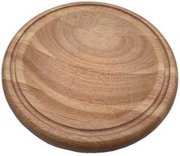 Checkered Chef Mezzaluna Cutting Board - Small Round Wooden Chopping Board For Mincing and Rocker Knives
