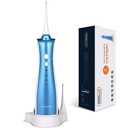 Mornwell Water Flosser with 3 Modes & 2 Jet Tips Professional IPX7 Waterproof Portable Dental Flosser FDA Approved Cordless Oral Irrigator For Teeth/Braces/Bridges (Blue)