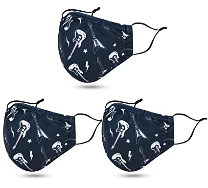 Face Cloth Reusable with Designs and Adjustable Bridge, Pack 3_Violin