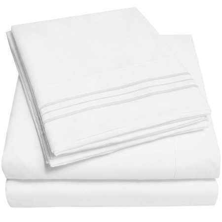 1500 Supreme Collection Bed Sheets - PREMIUM QUALITY BED SHEET SET & LOWEST PRICE, SINCE 2012 - Deep Pocket Wrinkle Free Hypoallergenic Bedding - Over 40  Colors & Prints- 4 Piece, Full, White