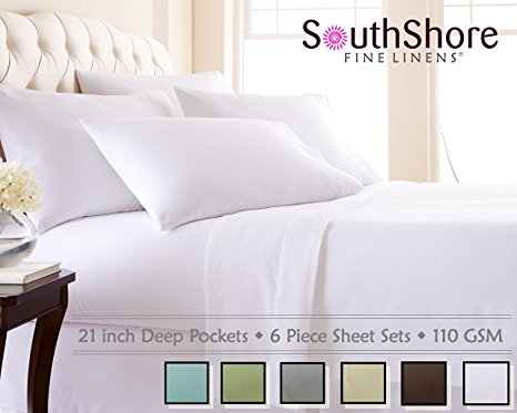 Southshore Fine Linens 6 Piece - Extra Deep Pocket Sheet Set - WHITE - California King
