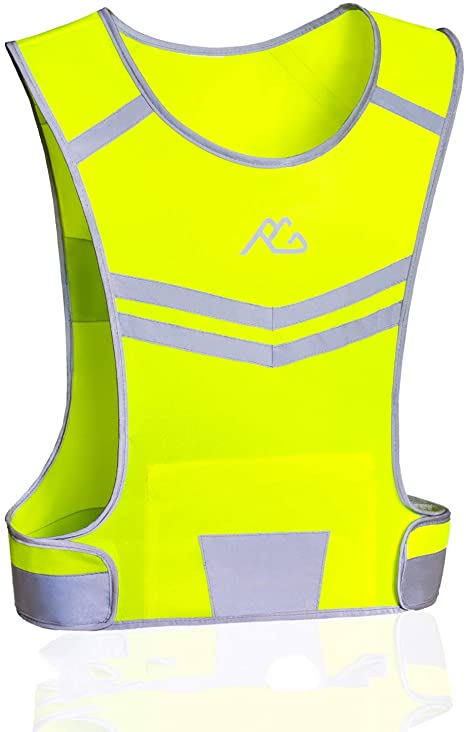 GoxRunx Reflective Running Vest Gear, Light & Comfortable Cycling Motorcycle Reflective Vest,Large Zippered Inside Pocket & Adjustable Waist,High Visibility Night Running Safety Vest