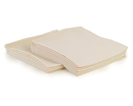YOURTABLECLOTH Cloth Dinner Napkins100% Spun Polyester with Hemmed Edges 20x 20"Set of 12 (Ivory)