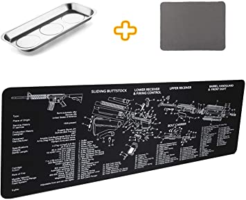 Gun Cleaning Mat Pad (36.2 by 12.2 inchs)- with Magnetic Screws Tools Parts and Cleaning Cloth for Handgun Rifle Cleaning-Non Slip and Solvent Resistant