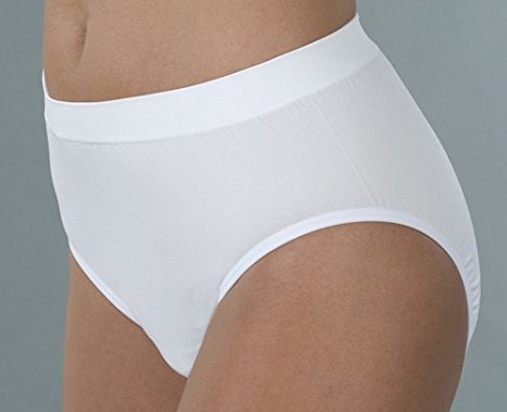 Women's White Smooth and Silky Seamless Full-Cut Incontinence Panties XLarge/XXL (Single)
