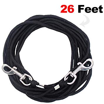 OFPUPPY Cat Tie Out Pet Rope Leash - Nylon Braided Cat Lead for Outside, Black, 26 Feet