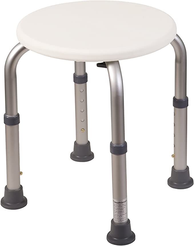 HealthSmart Medical Tool-Free Adjustable Compact Shower Stool and Bathtub Seat, Excellent for Small Showers and Bathtubs with Tips for Safety and Stability