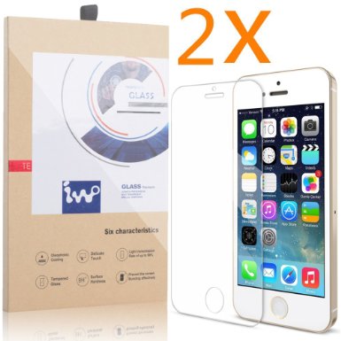 2 Pack Iphone 5 Screen Protector IVVO Ultimate Premium Tempered Glass Screen Protector for Iphone 5s  Iphone 5c  Iphone 5