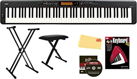 Casio CDP-S360 88-Key Compact Digital Piano Bundle with Adjustable Stand, Bench, Instructional Book, Austin Bazaar Instructional DVD, and Polishing Cloth